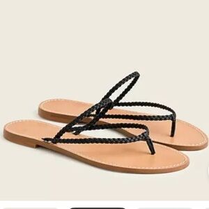 J. Crew Stylish Black Braided Leather Capri Sandals. Size 9.5